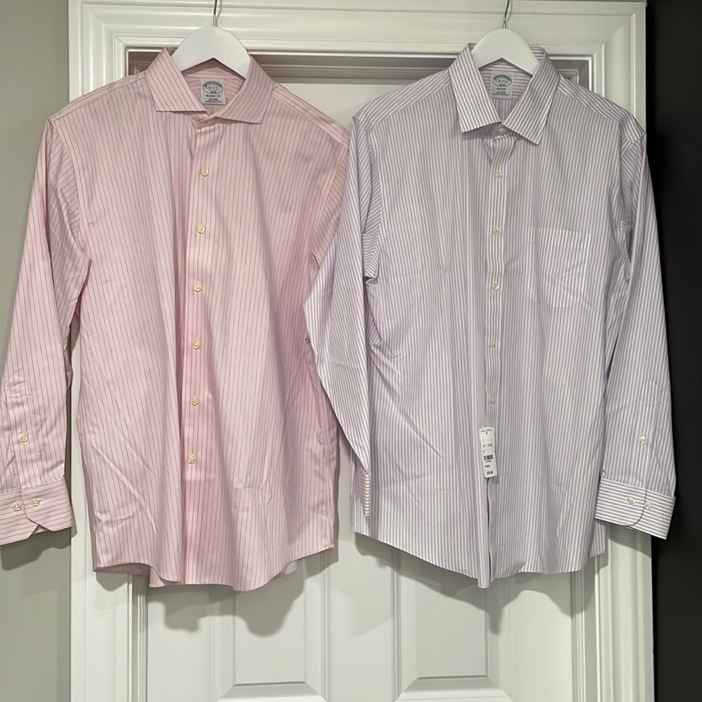NEW Brooks Brothers Regent Dress Shirt, Non-Iron Stripe - Pink & Purple - 16